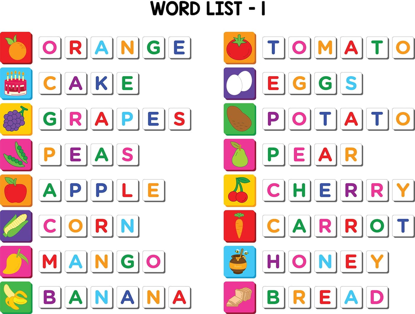 Magnetic spell foods (age 4+) 32 pictures | 72 letters Magnetic spell foods (age 4+) 32 pictures | 72 letters