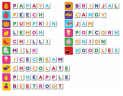 Magnetic spell foods (age 4+) 32 pictures | 72 letters